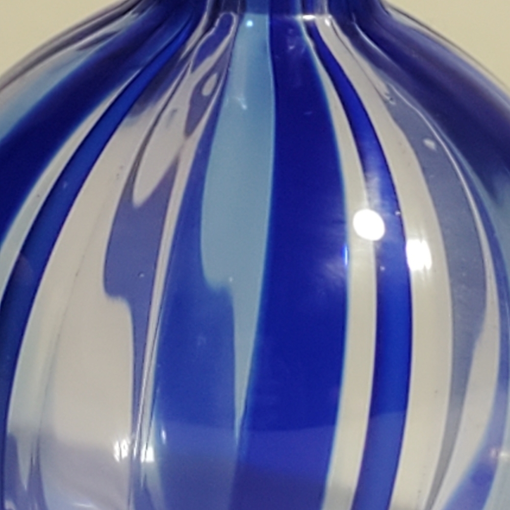 VINTAGE MURANO Glass Perfume Bottle 2 Piece Gold Top, Cobalt Blue Ribbon Strands - Picture 7 of 13
